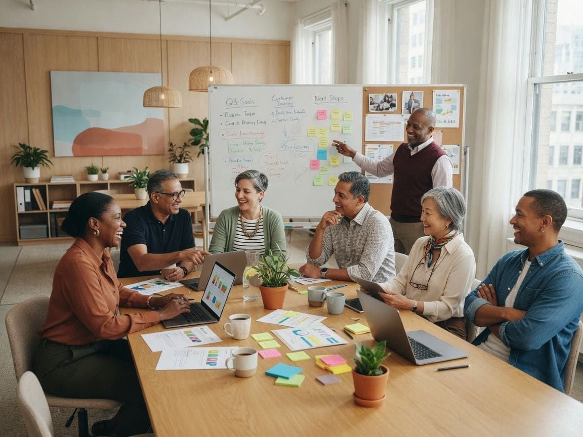 Grupo em ambiente de trabalho com roupas casuais