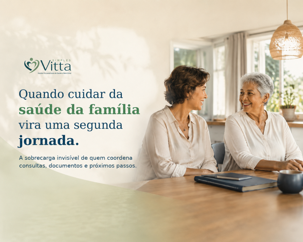 Duas mulheres organizando juntas a rotina de saúde da família